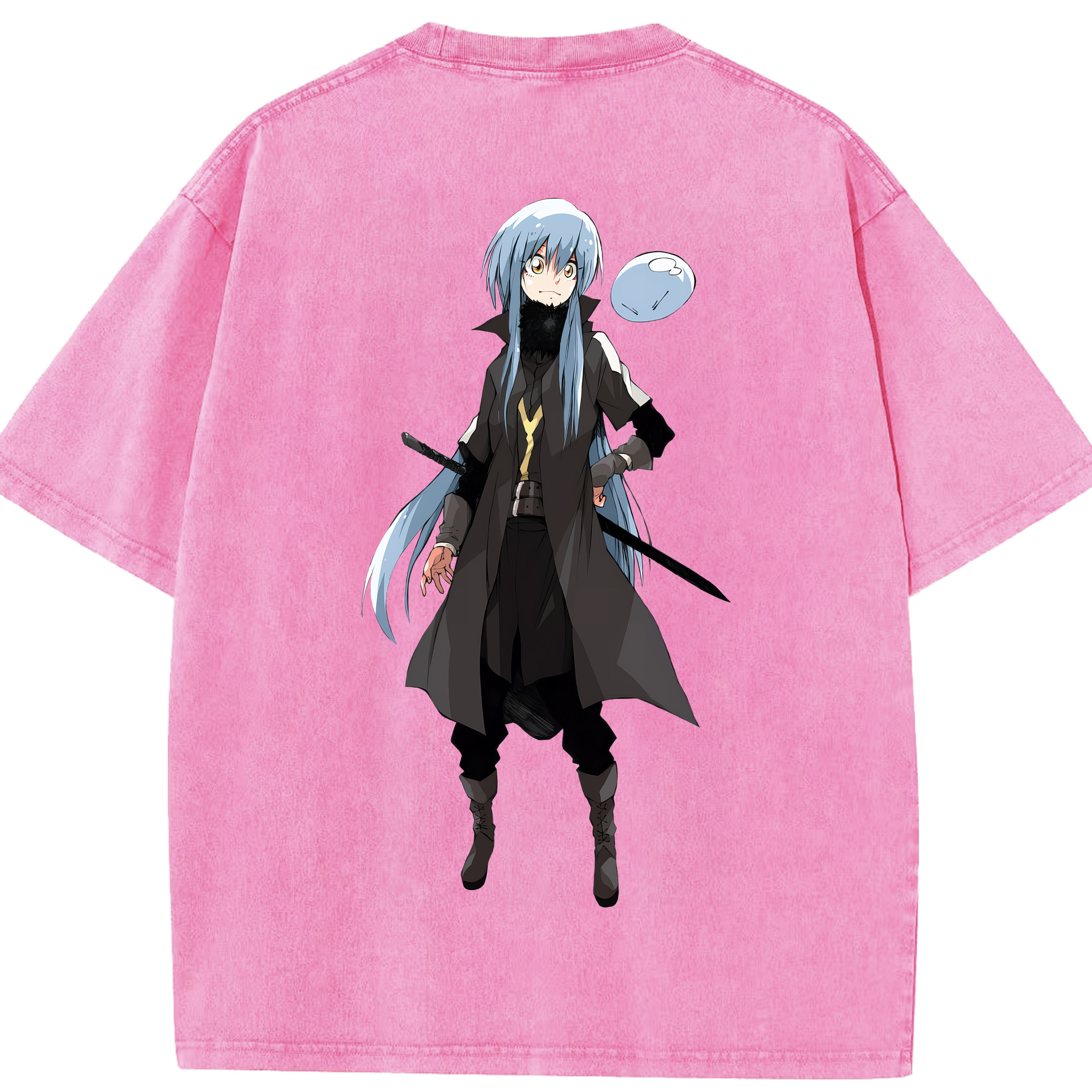 （画像用） 転スラ Regarding Reincarnated to Slime 綿100% ヴィンテージ風 半袖Tシャツ（背面プリント）